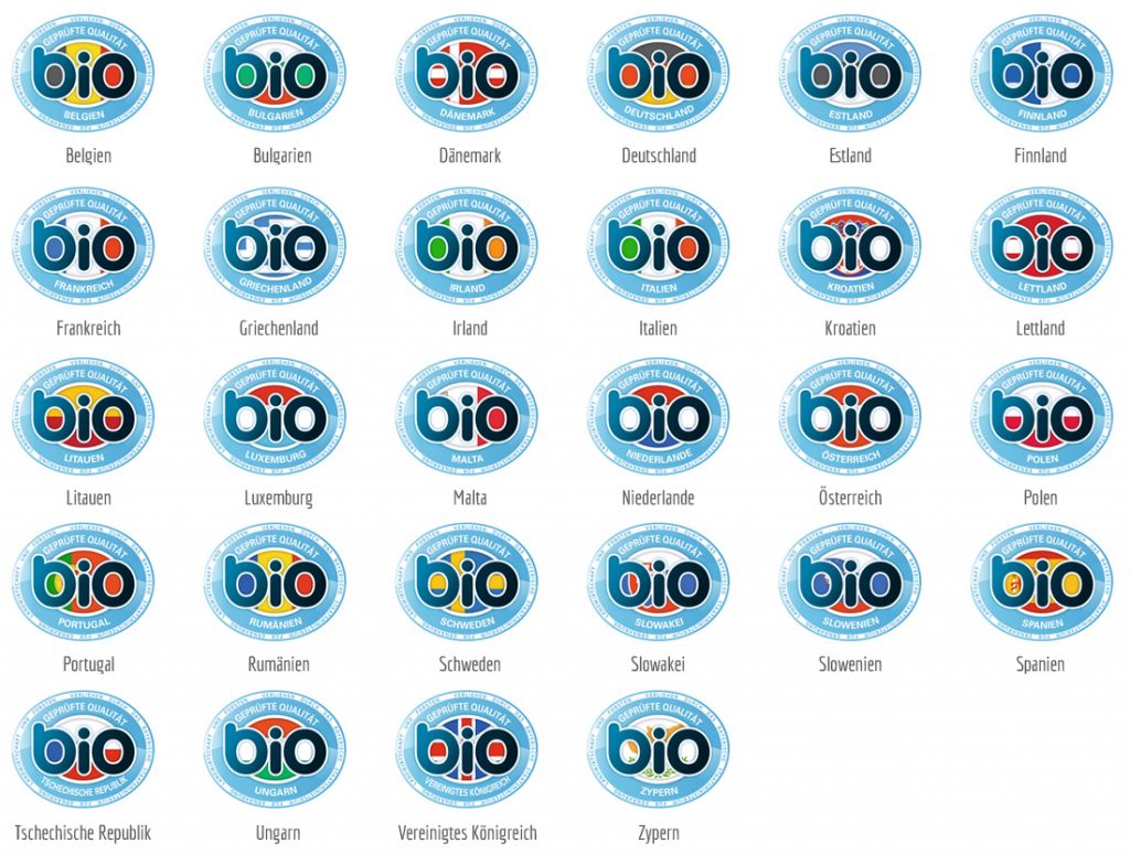 Bio-Siegel Logos in EU-Varianten